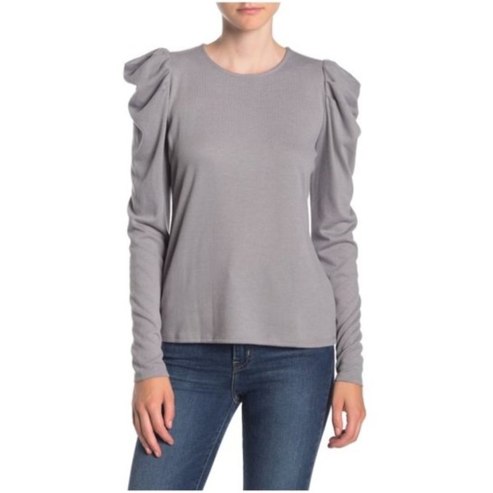 Rachel Roy Ruched Puff Long‎ Sleeve Knit Top